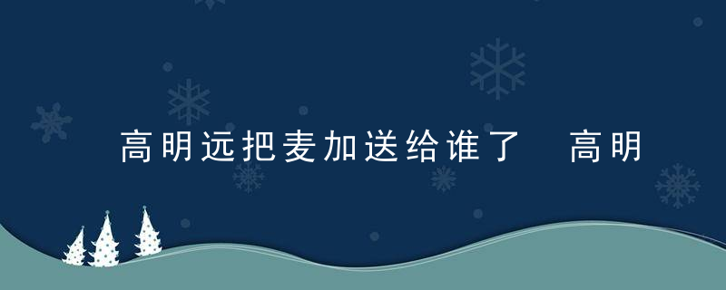 高明远把麦加送给谁了 高明远把麦加送给哪个人了